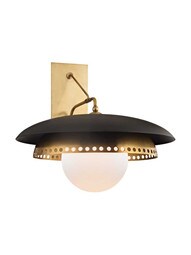 Herkimer 1-Light Wall Sconce in Aged Brass.